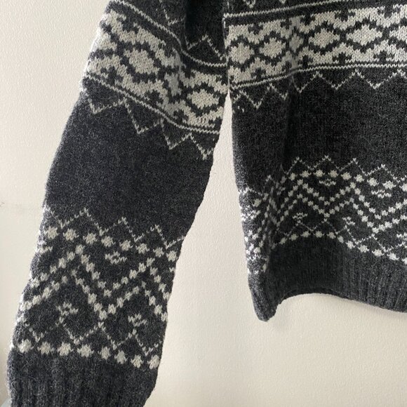 NWT Celtic & Co. Fair Isle Stripe Funnel Neck Sweater Charcoal - Picture 11 of 16